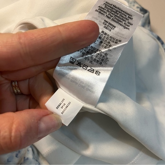 DKNY Blue & White Surplice Sleeveless Ruched Tulip Hem Cocktail Dress, 12 - Picture 13 of 16